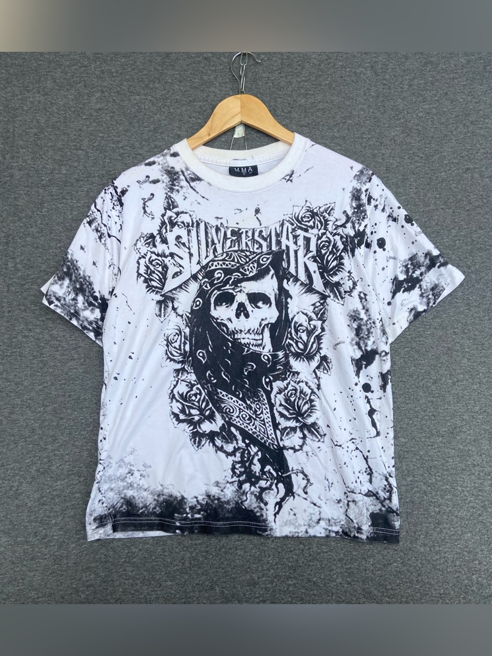 Vintage Y2K Silver Star Casting Co MMA Graphic T-Shirt XL White All Over Print